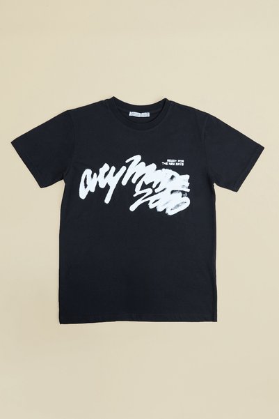 Fulla Moda Tricou pentru băiat cu guler rotund cu imprimeu text