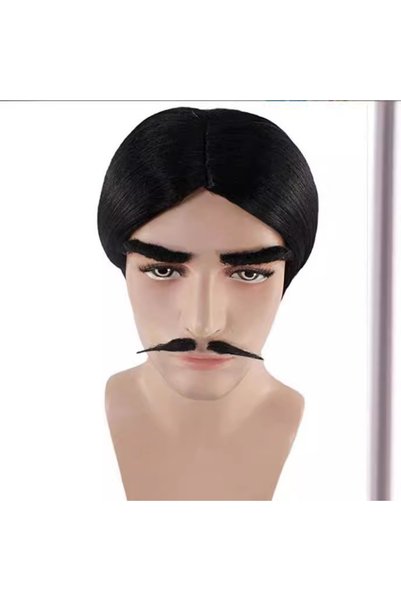 Choice One Size black Gomez Addams Mens Short Black Hair and Mustache Standar...