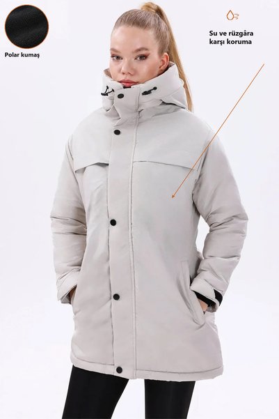 Freemen Women's Stone Fleece-Lined Fur-Trimmed Water and Windproof Hooded Win...