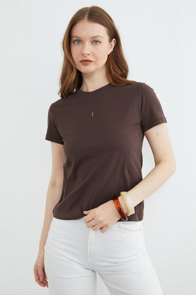 Fulla Moda Crew Neck T-Shirt with Key Accessory