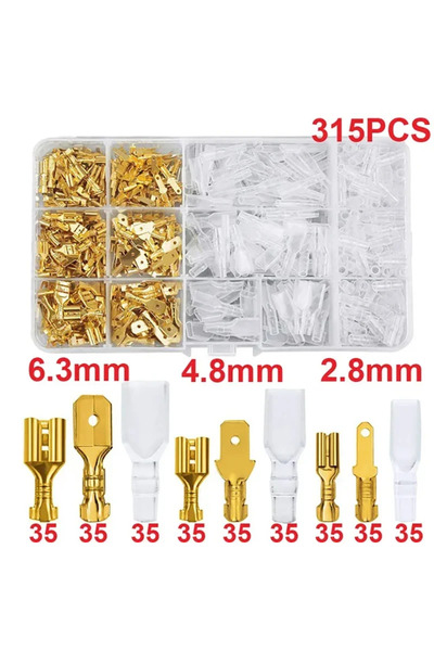 choice2 315PCS Gold Male Female Wire Box Insulated Cable Macho Connector 2.8/...