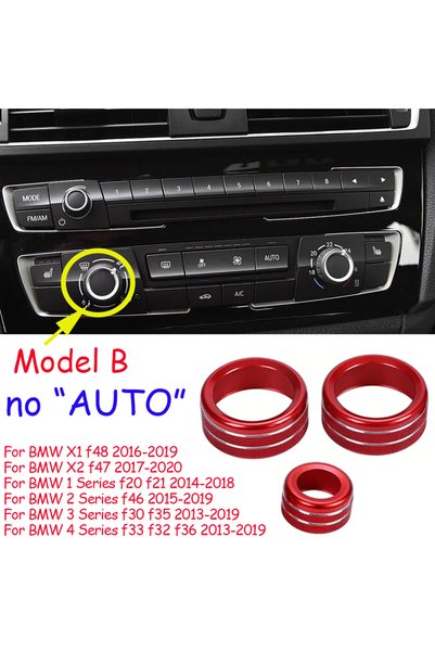 Choice3 مقابض تكييف الهواء الحمراء طراز B مع حلقات تزيينية للصوت لسيارات BMW ...