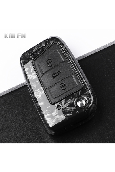 Choice 3 Btn F-Carbon ABS Carbon Fiber Style Car Key Case Cover For VW Volksw...