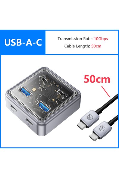 Orico 10Gbps USB-A-C 50cm Multi 4 Port USB 3.2 Hub Splitter 10Gbps USB A Type...