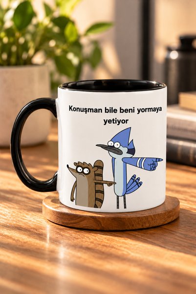 DeseneBak Regular Show Baskılı Hediye Porselen Kupa