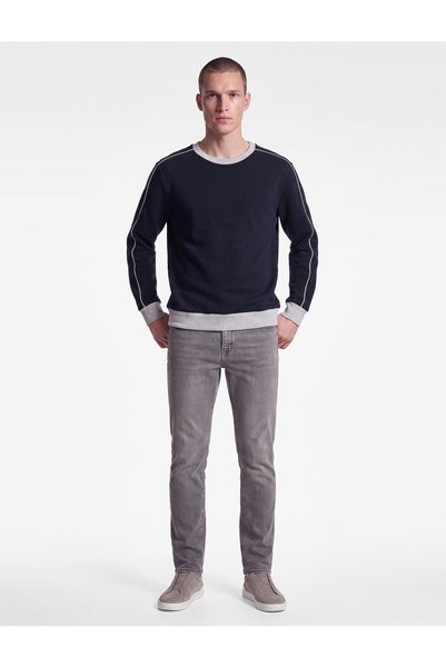 Koton Long Sleeve Three Thread Ribbed Crew Neck Color Block Sweatshirt