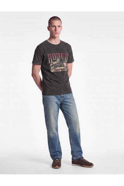 Koton Cotton Short Sleeve Washable Crew Neck Slim Fit T-Shirt with Back Print