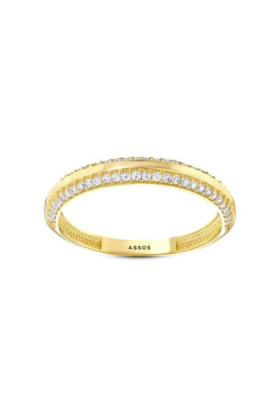 Assos Pırlanta Altın Taşlı Yarımtur Yüzük - 14K