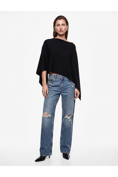 Koton Long Wide Batwing Sleeve Boat Neck Knitwear Sweater Flowy