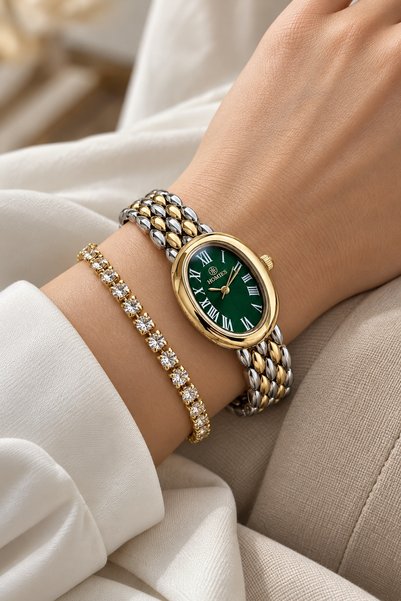 Homies Original Women's Watch - 3 Atm Water Resistant - Gold Silver Green Ste...