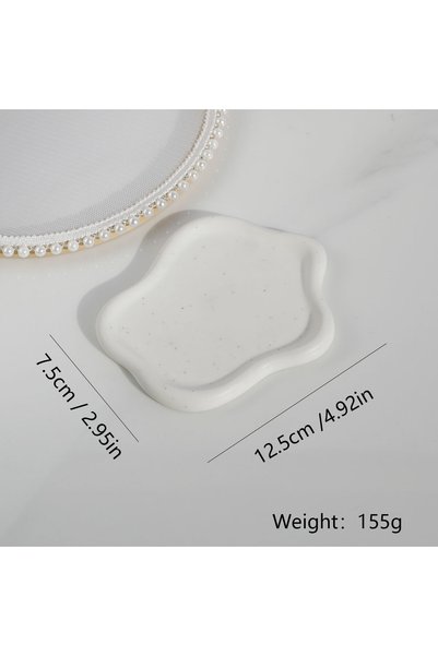 Choice White Irregular Tray Ceramic Jewelry Dish for Women, Jewelry Tray Trin...
