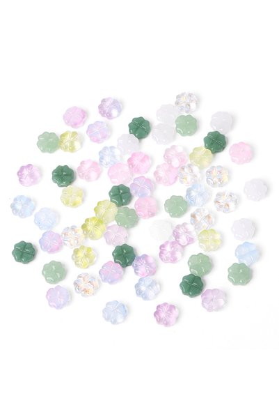 Choice 10x10mm 20pcs style10 20pcs/bag Transparent Four leaf flower Shape Gla...