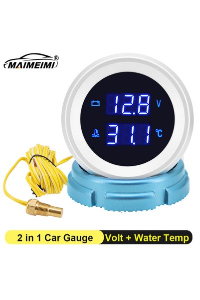 Choice 2" 52mm Water Temperature Gauge with Sensor 10mm Blue LED Digital Volt...