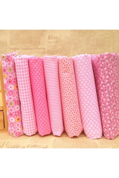 Choice3 Pink Small Vintage Floral Fabric Series 7 Pieces Assorted Pre-Cut Thi...