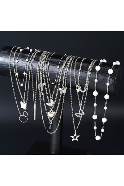 Choice AYASilver 11pcs Simple Heart Butterfly Moon Pendant Necklaces For Wome...