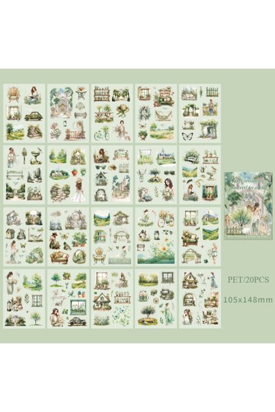 Choice D 20Sheets PET Stickers Season Series PET Decorative Stickers Diary Gi...