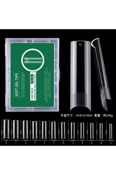 Choice 04 240pcs XXL Long Square Full & Half Cover 2 In 1 Matte Fake Nail Qui...