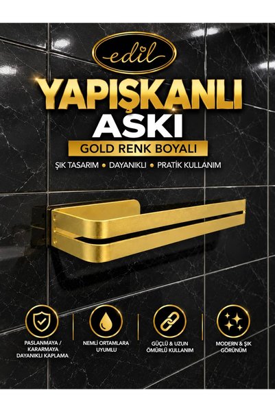 edil tasarim Metal Havlu Askısı,Yapışkanlı,Montaj/Vidalama Gerektirmez