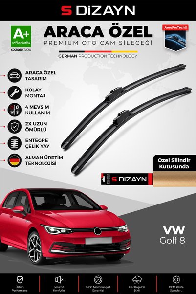 S Dizayn S-Dizayn VW Golf 8 Ön Cam Silecek Seti 2020 Üzeri Premium Araca Özel...