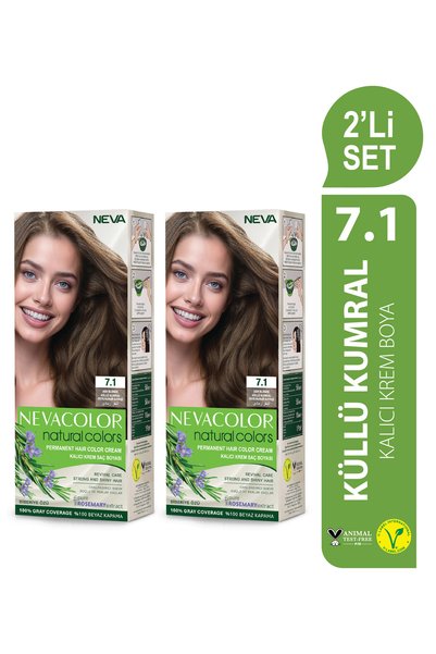 Neva Color Natural Colors 2'Lİ SET 7.1 KÜLLÜ KUMRAL Kalıcı Krem Saç Boyası Seti