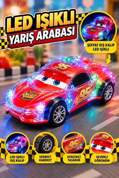 Tıfıl Toys Işıklı Müzikli ve Çarp-Dön Özellikli Yarış Arabası Temalı 24 CM Şe...