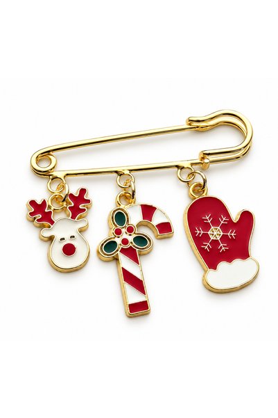 roshel Yılbaşı Temalı Broş İskoç İğnesi Noel Temalı İğne Çengelli İğne Geyik ...