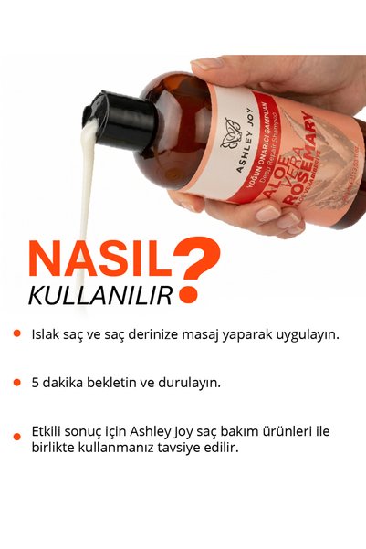 ASHLEY JOY Yıpranmış Saçlara Özel Biberiye İçeren Yoğun Onarıcı Şampuan 400 ml