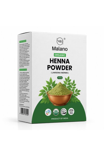 MALANO Organic Henna Powder for Natural Hair Care & Coloring - 100g