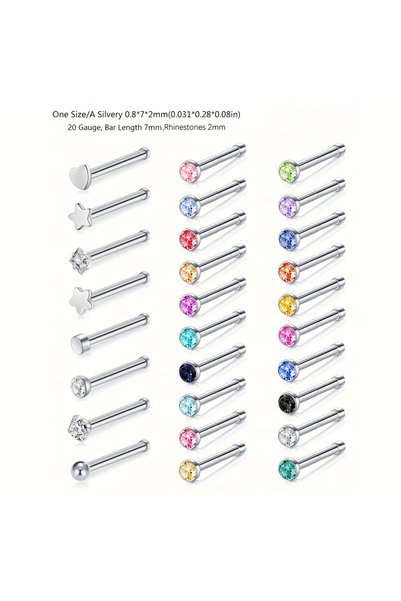 Choice1 Straight Barbell Face Nose Rings & Studs A Silvery A Collection of 28...