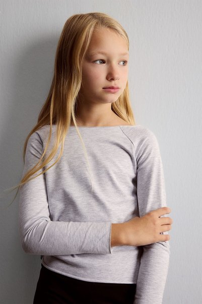 DeFacto Slim-Fit-T-Shirt mit großem Kragen und Raglan-Langarm für Mädchen I83...