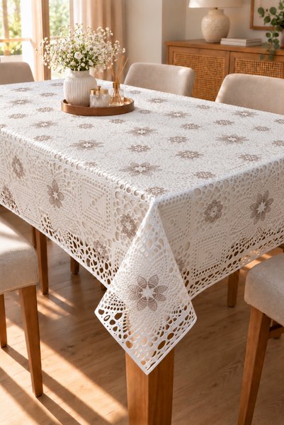 Molina Home Liquid-Proof Oilcloth Straw Round Tablecloth |   Stain-Resistant,...
