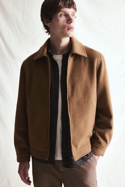 DeFacto Regular Fit Polo Collar Lined Zippered Cashmere Coat H2629Ax26Au