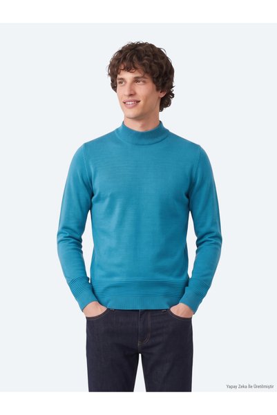 Kip Petrol Half Turtleneck Wool Blend Knitwear Sweater