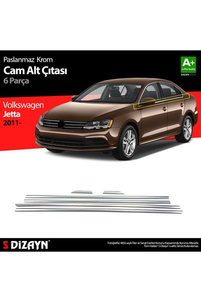 S Dizayn S-Dizayn VW Jetta ile Uyumlu Krom Cam Çıta 6 Prç 2011-2019