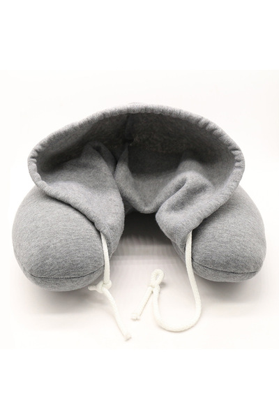 Choice 30x28x9cm Gray U-shaped Hooded Travel Home Pillows Car Seats Office Ai...