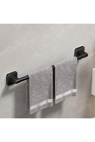 Choice Black 50cm Wall Mounted Towel Rack Bathroom Storage Rack No Drilling B...
