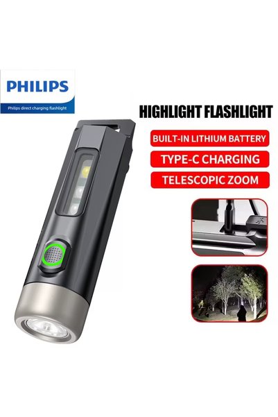 Philips Super Bright LED Rechargeable Mini EDC Keychain Flashlight Camping Hi...