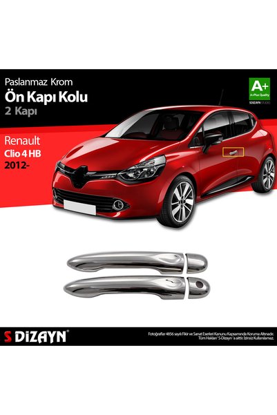 S Dizayn Renault Clio 4 Hb Krom Ön Kapı Kolu 2 Kapı 2012 Üzeri Uyumlu