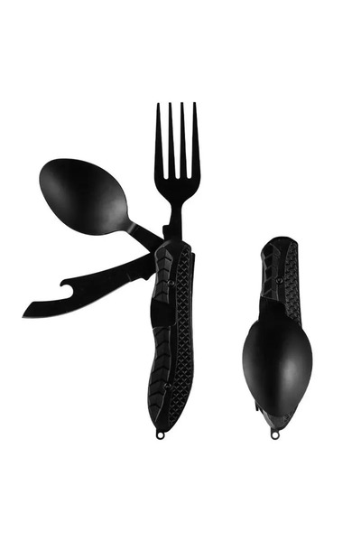 Choice Black Outdoor Camping Utensils Portable Stainless Steel Foldable Spoon...