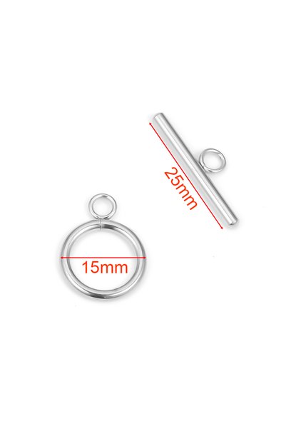 choice2 Steel color 15mm 5 Sets Stainless Steel OT Clasp Toggle Clasps for DI...