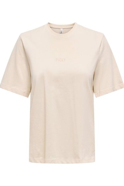 ONLY ONLMOODY LIFE S/S WORD TOP BOX JRS Kadın Bej T-Shirt - 15343277