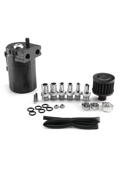 Choice black oil catch can kit, universal 300ml aluminum oil collector tank w...