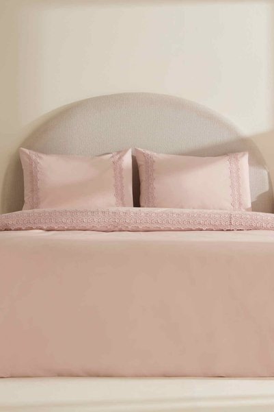 Karaca Home Nuvia Güpürlü Çift Kişilik Nevresim Takımı Pudra