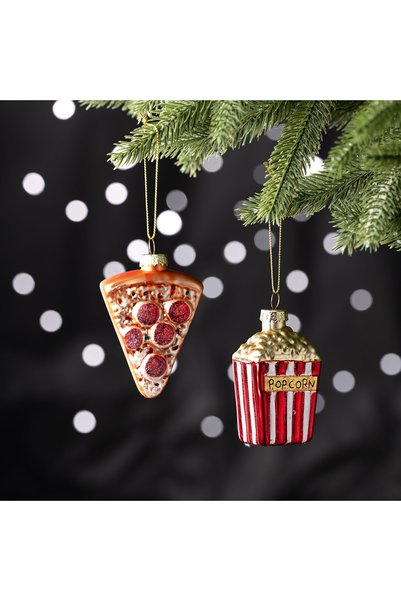 Karaca Home New Year Yılbaşı Popcorn Pizza Ağaç Süsü Seti 2 Parça