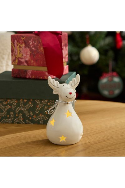 Karaca Home New Year Yılbaşı Yıldız Yansımalı Ledli Geyik Dekoratif Obe 7x7x1...