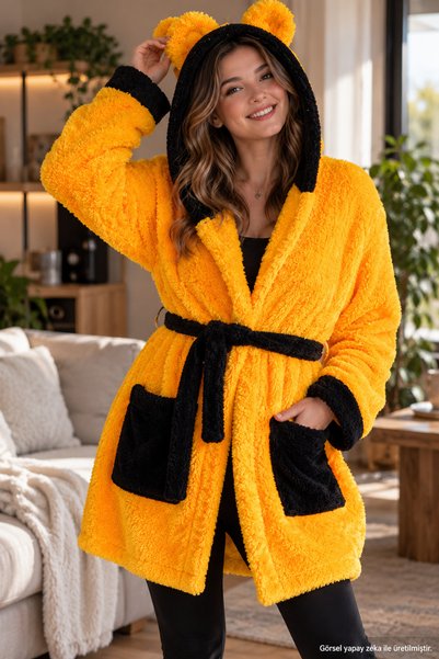 Özgüner Oyuncak Halat de baie unisex din pluș Welsoft cu glugă - Moale și căl...
