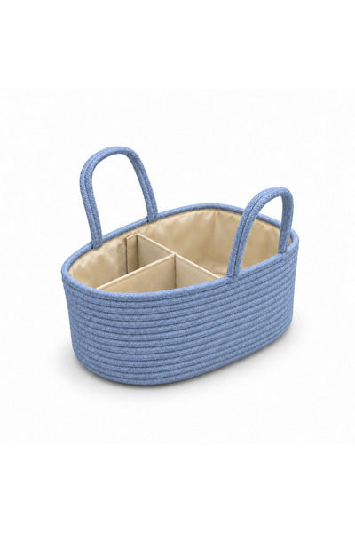 miila Baby Diaper Caddy & Organizer Basket with Removable Dividers Blue
