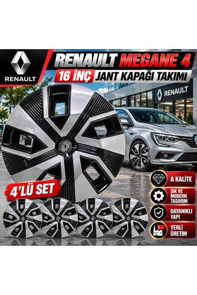 Universal RENAULT MEGANE 4 GÖRÜNÜMLÜ 16 İNÇ JANT KAPAĞI TAKIMI (4’LÜ SET) | A KALİTE • UYUMLU • ŞIK VE MODERN TASARIM • DAYANIKLI YAPI • YERLİ ÜRETİM