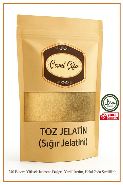 çeşmi şifa Toz Jelatin 250 Gr %100 Saf Yerli Sığır Jelatini 240 Bloom