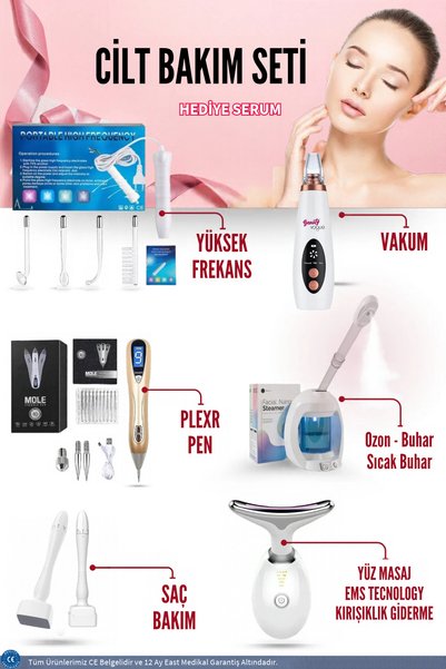 Beauty Vogue Vapozon Ozonlu Yüz Cilt Buhar Makinesi - Yüksek Frekans - Vakum - Plexr Pen - Saç Bakım - Yüz Masaj